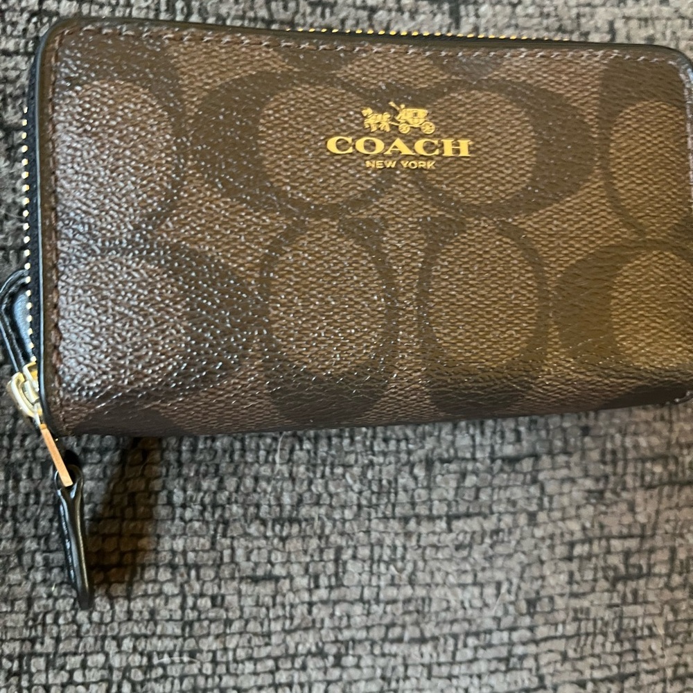 Coach Dark Brown Signature Small Wallet